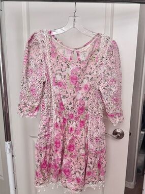 Loveshackfancy Novalie Dress in Magenta Flower Fields